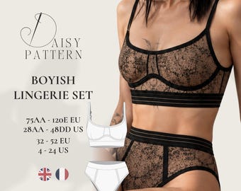 PDF-Schnittmuster für ein Dessous-Set im Boyish-Stil: Bralette & High-Waist-Slip