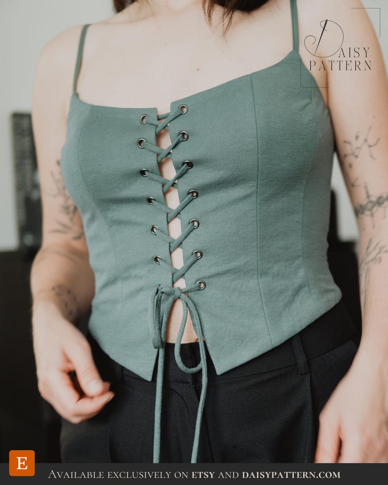 Laced Bodice PDF Sewing Pattern - Soft Corset Top image 18