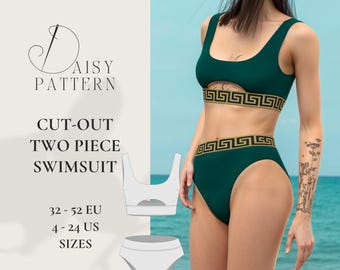 Cut-Out Two Piece Swimsuit PDF Sewing Pattern for Women's Sizes 32-52 EU / 4-24 US