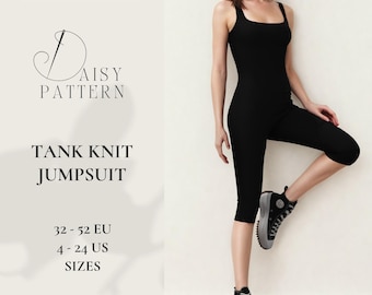 Vintage-Inspired Tank Knit Jumpsuit PDF Sewing Pattern - Wide Leg Summer Outfit (EUR 32-52 / US 4-24)
