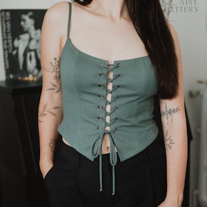 Laced Bodice PDF Sewing Pattern - Soft Corset Top image 13