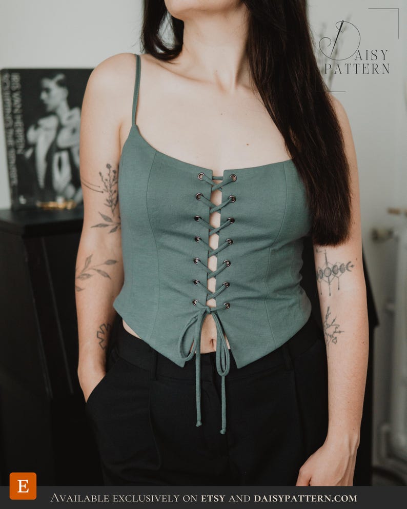 Laced Bodice PDF Sewing Pattern - Soft Corset Top image 13