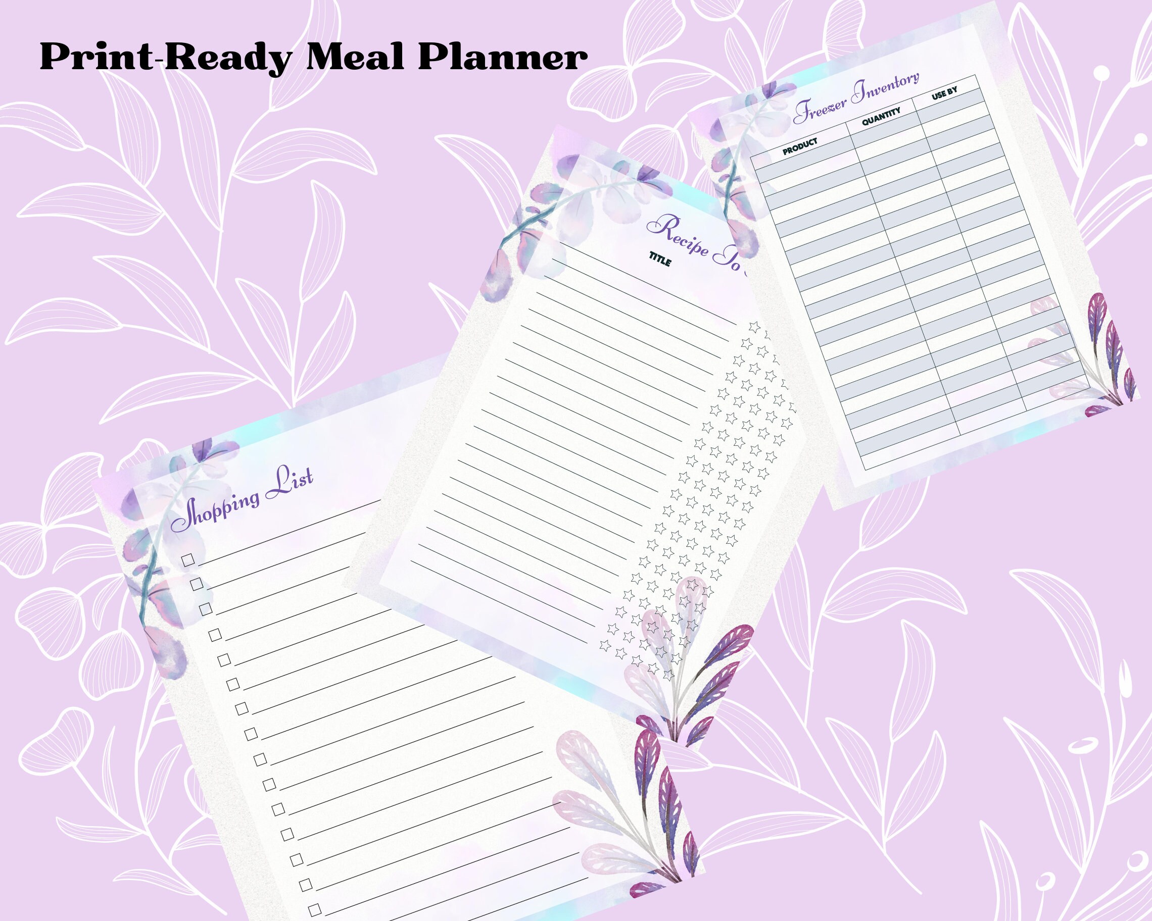 Printable Floral Weekly Meal Planner & Grocery Inventory List, Weekly ...