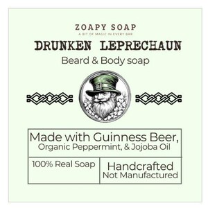 Savon pour le corps et la barbe Drunken Leprechaun : bière Guinness, menthe poivrée, huile de jojoba image 2