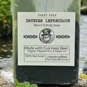 Savon pour le corps et la barbe Drunken Leprechaun : bière Guinness, menthe poivrée, huile de jojoba image 1
