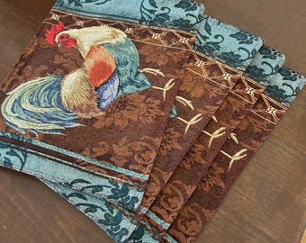 Set (4) of Tapestry Large Rooster Placemats Farmhouse