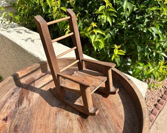 Vintage primitive rustic doll rocking chair