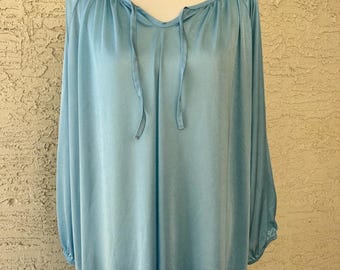 Hellblaues Vintage Bauern Maxi Nachthemd plus Größe