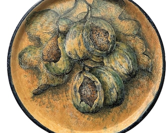 Talerz vintage Capelo Studio z gliny ceramicznej Guanajuato Meksyk 9 cali