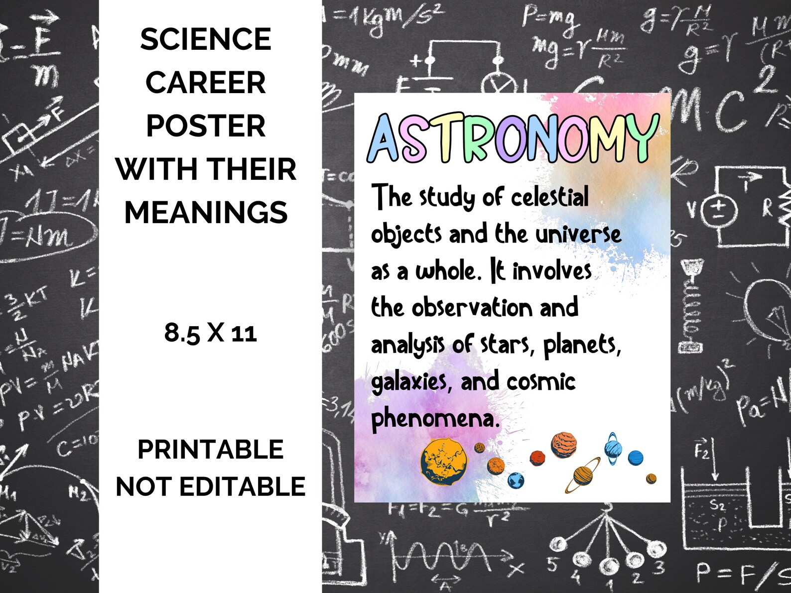 Science Classroom Poster Set, Science Classroom Décor, Science Fields ...