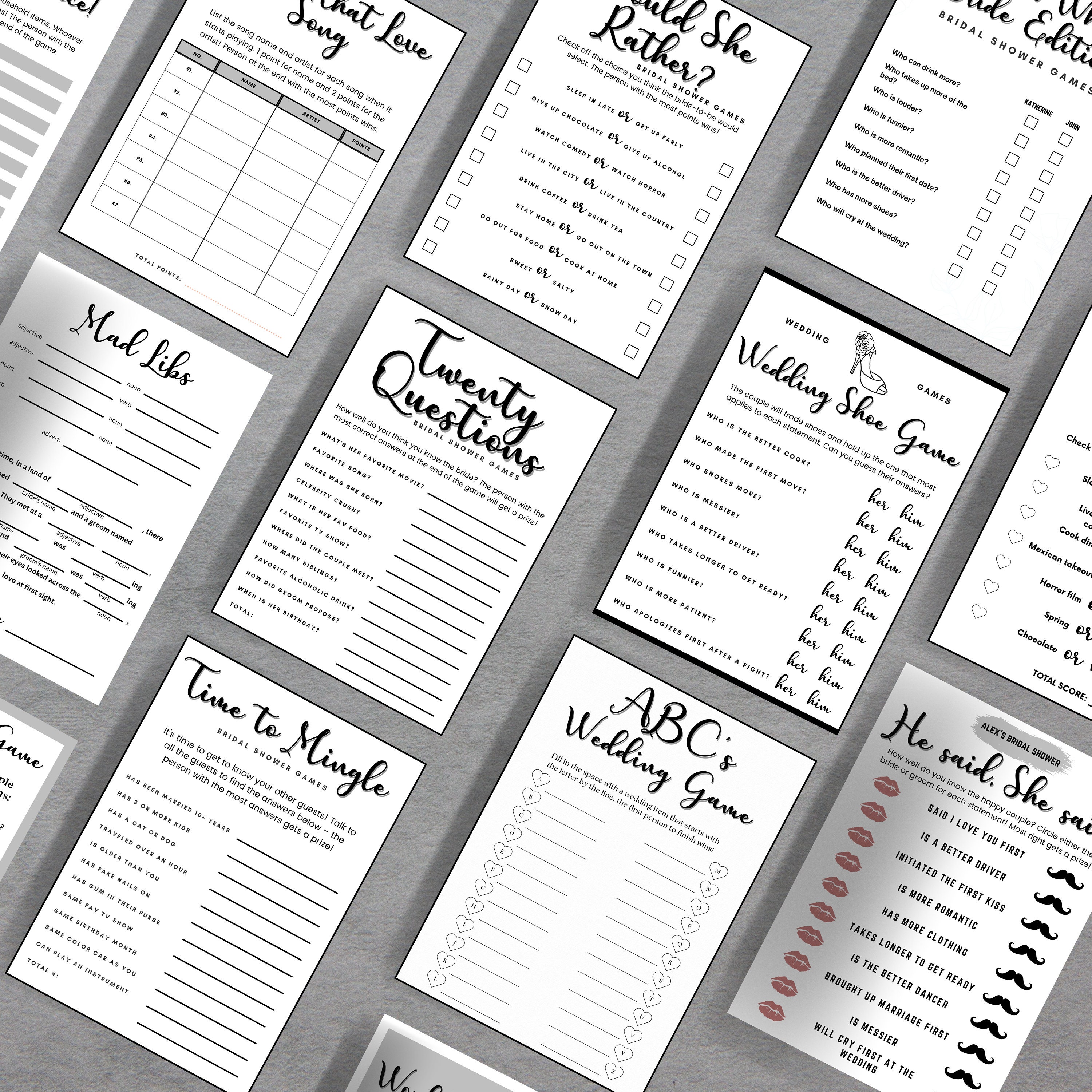 41 Bridal Shower Games Bundle, Modern Bachelorette Party Games, 100% ...
