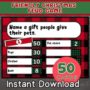 Christmas Friendly Feud Game, Printable Christmas Game, Christmas Party Game, Christmas Game Adults Family, Christmas Trivia, Christmas Game