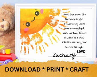 You Are My Sunshine Handabdruck Kunst, Sonnenhandabdruck, Geschwisterhandabdruck, DIY Mamas Geburtstag, Muttertagshandabdruck, Geschenk für Oma,
