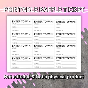 Printable Raffle Ticket, Enter to Win Printable Ticket, Printable Ticket, Enter to win, Tickets to print, ticket for drawing, Raffle ticket