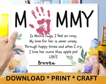 Muttertags-Handabdruck-Kunst, Mama-Handabdruck-Kunst, Kinder-Baby-Kleinkind, Andenken-Bastel-DIY-Geschenkkarte, Geschenk für Mama, Kindergarten-Geschenk für Mama