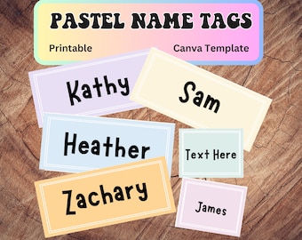 Classroom Name Tags Template Pastel Editable, Printable, Elementary School Name Tags, Back To School, Cubby Labels, Desk Plates, Labels