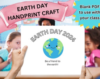 Handabdruck-Kunst zum Tag der Erde, Handabdruck-Handwerk zum Tag der Erde, Erinnerungsaktivität zum Tag der Erde für Vorschulen, Kindertagesstätte zum Tag der Erde-Handwerk, Handabdruck zum Ausdrucken