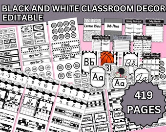 Black and White Classroom Decor Bundle, Black and white Classroom Theme, Classroom Decor, Classroom Bundle, Black and White, white and black