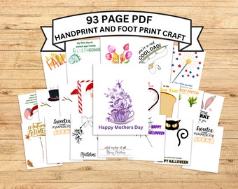 Handabdruck- und Fußabdruck-Bastel-Riesenpaket – druckbare DIY-Bastelaktivitäten – ganzes Jahr der Jahreszeiten, Feiertage und Lebensereignisse – Handabdruck-Kunst