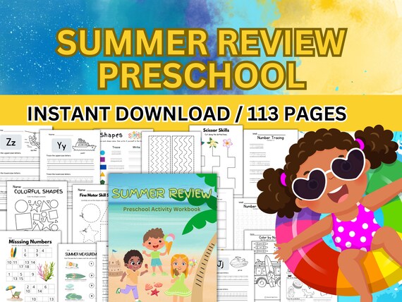 Pre K Summer Curriculum, Preschool Curriculum Lesson Plan, Summer Activity Pack, Printable Summer Math Worksheets, Printable Summer Literacy