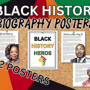 Black History Biography Posters, Printable Classroom Posters, Black Historical Figures, Juneteenth Celebration, Bulletin Board Display