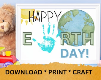 Earth Day Hand druckbare Kunst Handwerk für Kinder, Andenken Kunst, Kleinkind Vorschule Kindergarten Tagespflege Aktivität Homeschool, Earth Day Craft