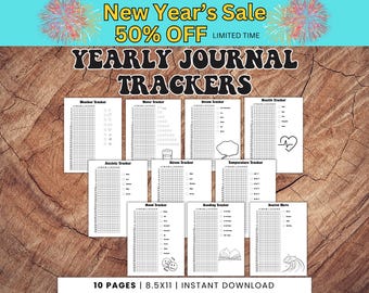 Yearly Coloring Tracking Page Bundle, PRINTABLE Journal Pages, Digital Planner Pages, Value Pack, Yearly Tracking Pages, Coloring Journal