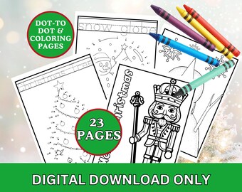 Pagine da colorare di Natale, stampabili di Natale, giochi di Natale, attività di Natale, pagine da colorare stampabili, Natale punto-a-punto