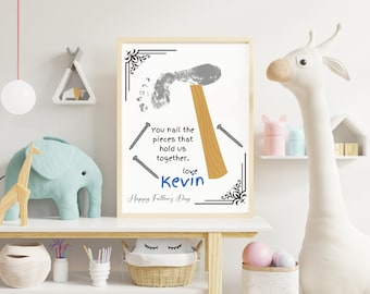 Father's Day Footprint Craft, You Nailed it, Hammer Footprint Craft for Kids Baby Toddler,  DIY Craft, Printable Decor, Gift for Dad, Father