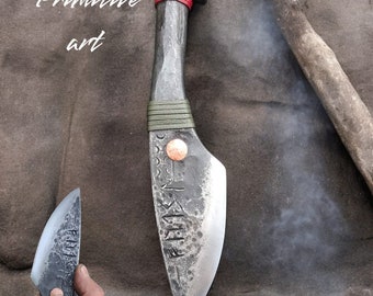 Primitive style hand forged custom  blacksmith knife
