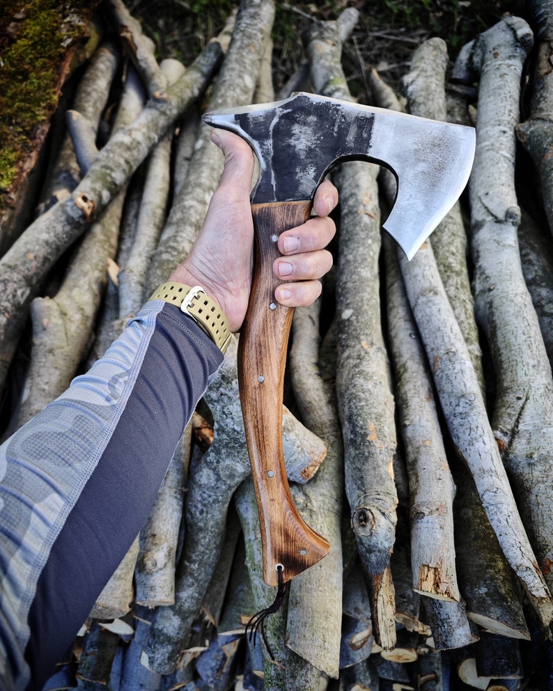 Artisan Crafted Carbon Steel Tomahawk with Rosewood Handle