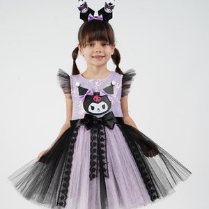 Kuromi-Inspired Tutu Dress – Cute Gothic Princess Costume for Girls, Kawaii Cosplay & Birthday Outfit