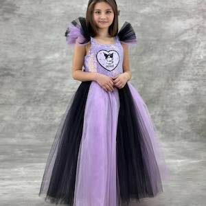 Kuromi-Inspired Tutu Dress for Girls – Purple and Black Halloween Costume, Birthday Outfit, Cosplay Dress