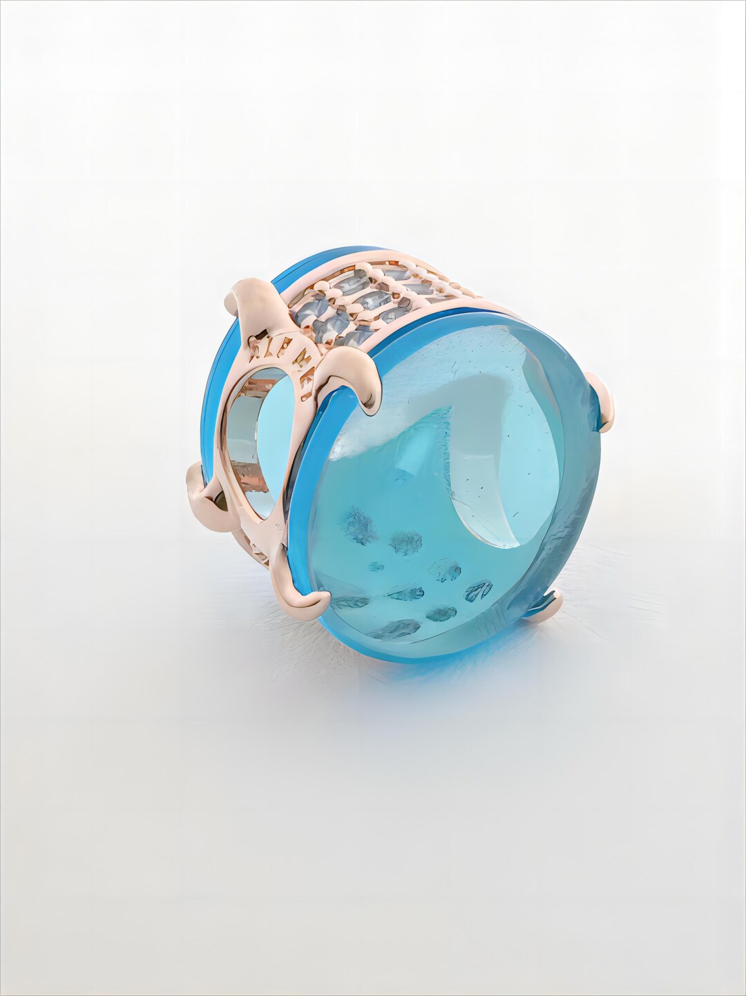 789309C01 Brand New PANDORA 14k Rose Gold Oval Claw Inlaid Blue Glass ...