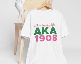 AKA 1908 T-Shirt Alpha Kappa Alpha Sorority-Inspired Tee in Pink & Green