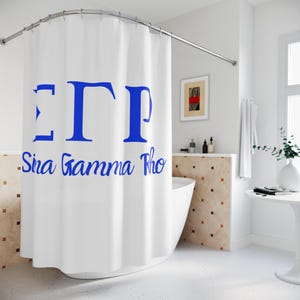 Cortinas de ducha Sigma Gamma Rho, decoración de baño de hermandad, cortina de ducha con letras griegas, mercancía SGRho, regalo para hermana de hermandad, cortina