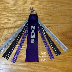 6&quot;-8&quot; Cheer Gymnastics Dance Sports Ribbon Bag Tag Personalized Keychain