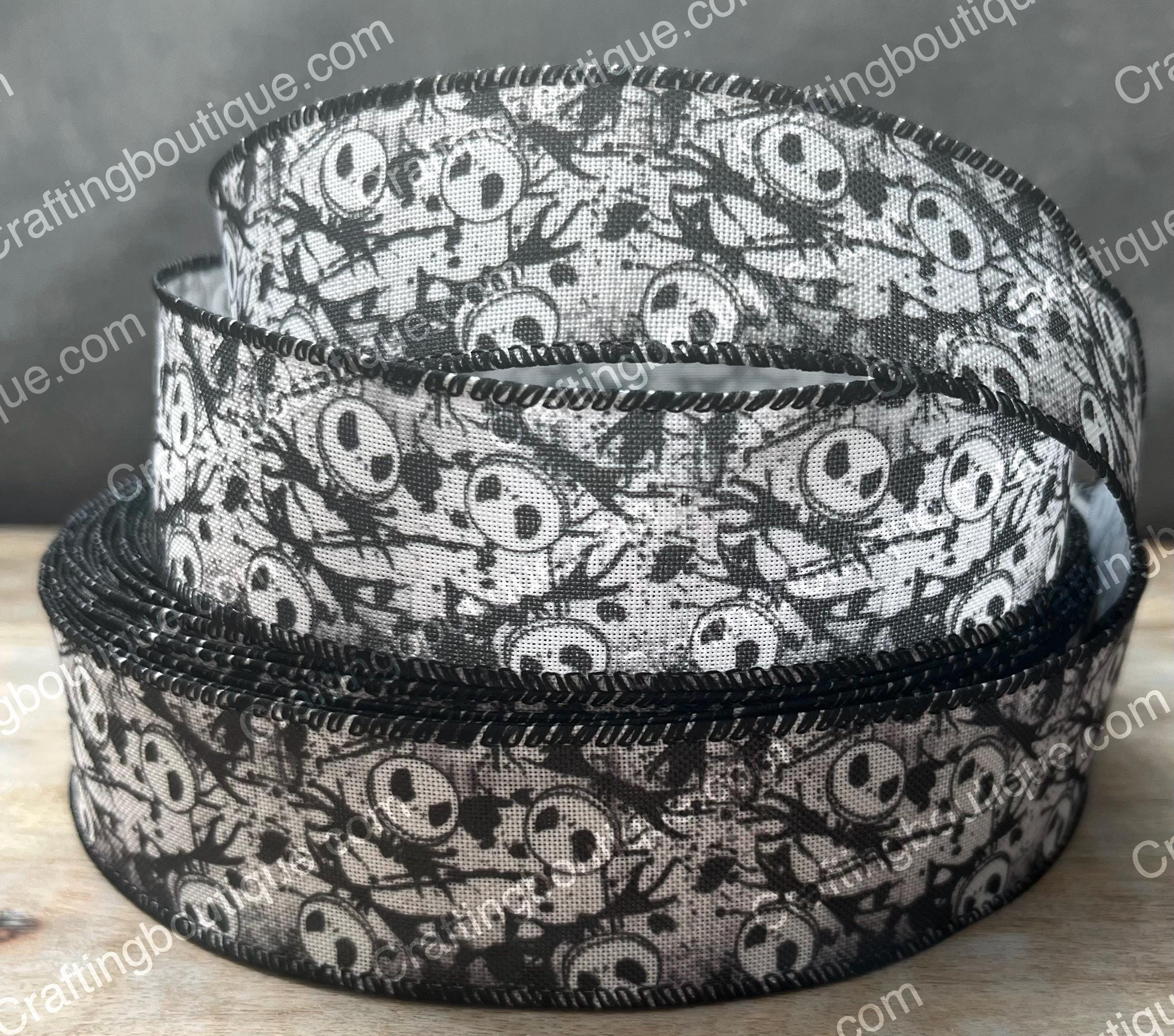 Wired Nightmare Before Christmas Ribbon High Quality Linen Ribbon Continuous Yards 1.5" & 2" Wide Xmas Wired Ribbon Jack Skellington