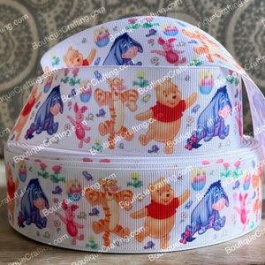 Cinta de Disney Winnie the Pooh Cinta de grogrén de alta calidad cortada a medida de 1", 1,5" y 2" de ancho Cinta de Pooh, Tigger, Eeyore y Piglet Bebés Bebé