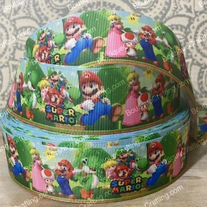 Super Mario Ribbon 1, 1, 5 und 2 Zoll breites Qualitäts-Ripsband von Ripsband
