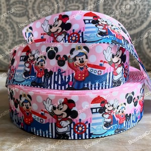 Disney Cruise Ribbon Hochwertige Ripsband Schüttware 1 ", 1,5 ""und 2" breit Kapitän Micky Maus Minnie Maus Cruise Line Wish Magic