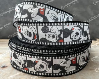 Wired Disney Ribbon High Quality Linen Ribbon Continuous Yards 1&quot;, 1.5&quot; & 2&quot; Wide Mickey Mouse Ribbon Wire Ribbon Verticle