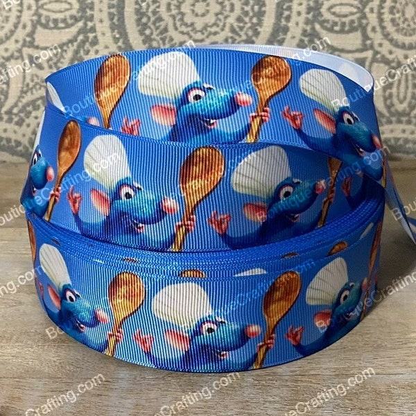 Disney Ratatouille Ribbon High Quality Grosgrain Ribbon by the Yard 1", 1.5" and 2" Wide Chef Remy Epcot Ride Great for Hair Bows & More!