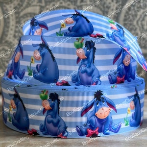 Cinta de Disney Eeyore Cinta de grogrén de alta calidad cortada a medida de 1", 1,5" y 2" de ancho Cinta de Winnie the Pooh ¡Ideal para moños para el cabello y más!