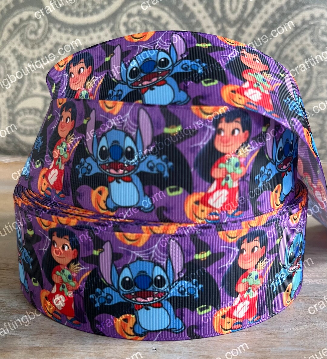 Disney Halloween Stitch Ribbon High Quality Grosgrain Ribbon by the ...