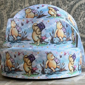 Cinta de Disney Winnie the Pooh Cinta de grogrén de alta calidad cortada a medida de 1", 1,5" y 2" de ancho Cinta de oso Pooh ¡Ideal para moños para el cabello y más!