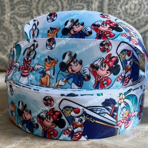 Disney Cruise Ribbon Hochwertiges Ripsband Schüttgut 1", 1,5" und 2" breit Kapitän Micky Maus Minnie Doof Donald Daisy Pluto