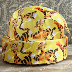 Cinta de Disney Tigger Cinta de grogrén de alta calidad cortada a medida de 1", 1,5" y 2" de ancho Cinta de Winnie the Pooh ¡Ideal para moños para el cabello y más!