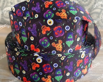 Disney Halloween Ribbon High Quality Grosgrain Ribbon by the Yard 1&quot; & 1.5&quot; Wide Mickey Mouse Ribbon Not So Scary Treats and Snacks