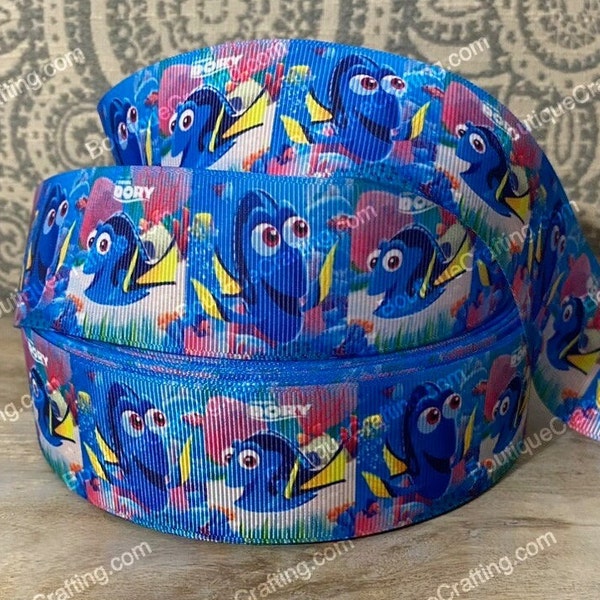 Disney Dory Ribbon High Quality Grosgrain Ribbon by the Yard 1", 1.5" and 2" Wide Fish Finding Nemo Ribbon Great for Hair Bows and More!